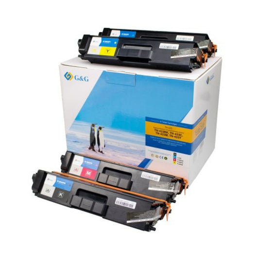 G&G Toner kein Originalzubehör Kompatibel mit: Brother TN-423 15018 ca. 6.500 Seiten schwarz, ca. 3 x 4.000 Seiten farbig schwarz, cyan, magenta, gelb 4 St./Pack.