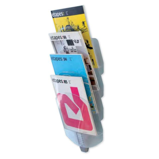 Paperflow Prospekthalter Verto 22,5 x 58,5 x 7,5 cm (B x H x T) DIN A4 Polystyrol transparent 4 Fächer