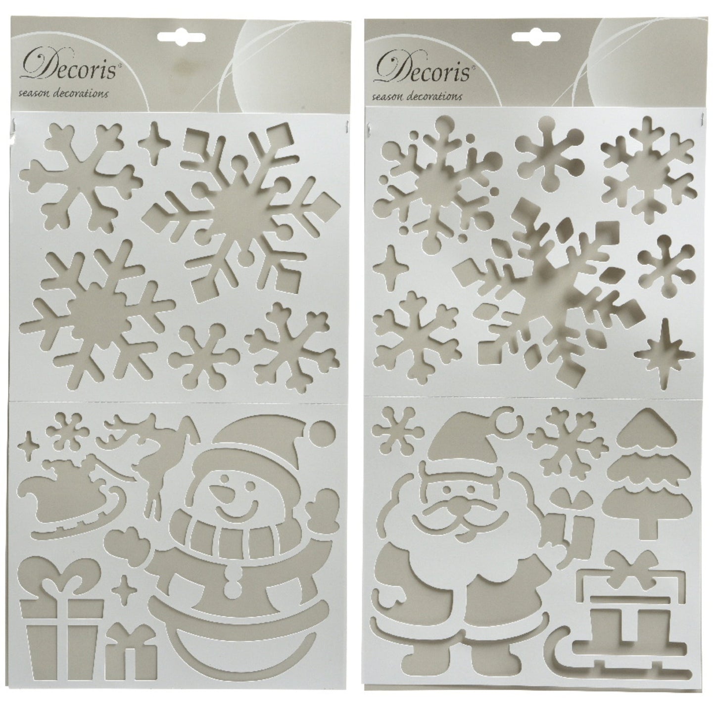 DECORIS Motivschablone 24,5 x 47,5 cm (B x H) Schneemann, Santa Plastik 2 St./Pack.