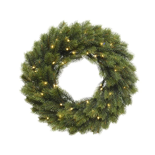 EVERLANDS Weihnachtskranz Winnipeg 40cm 150 Spitzen 50 LEDs Batterie 10cm grün