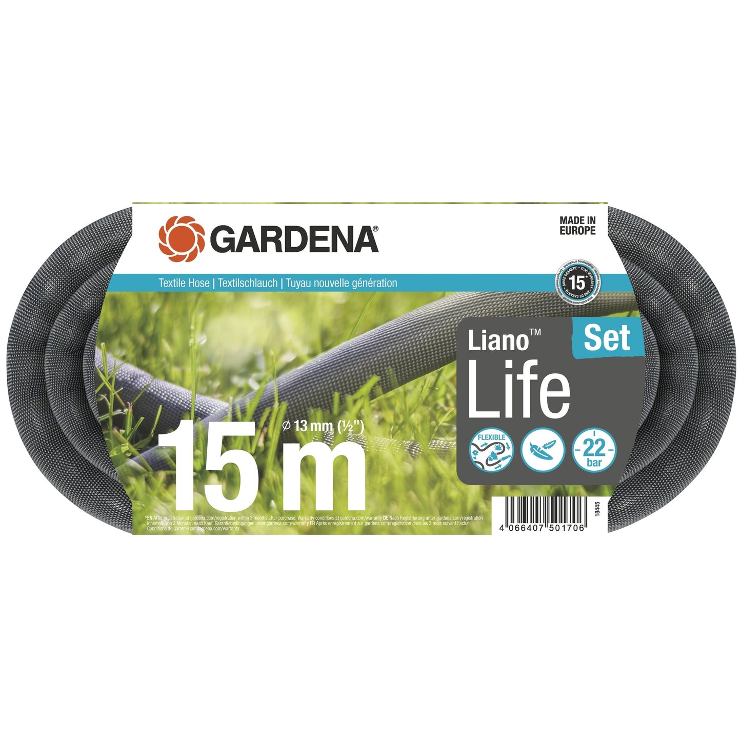 GARDENA Wasserschlauch LianoT Life 15m 22bar