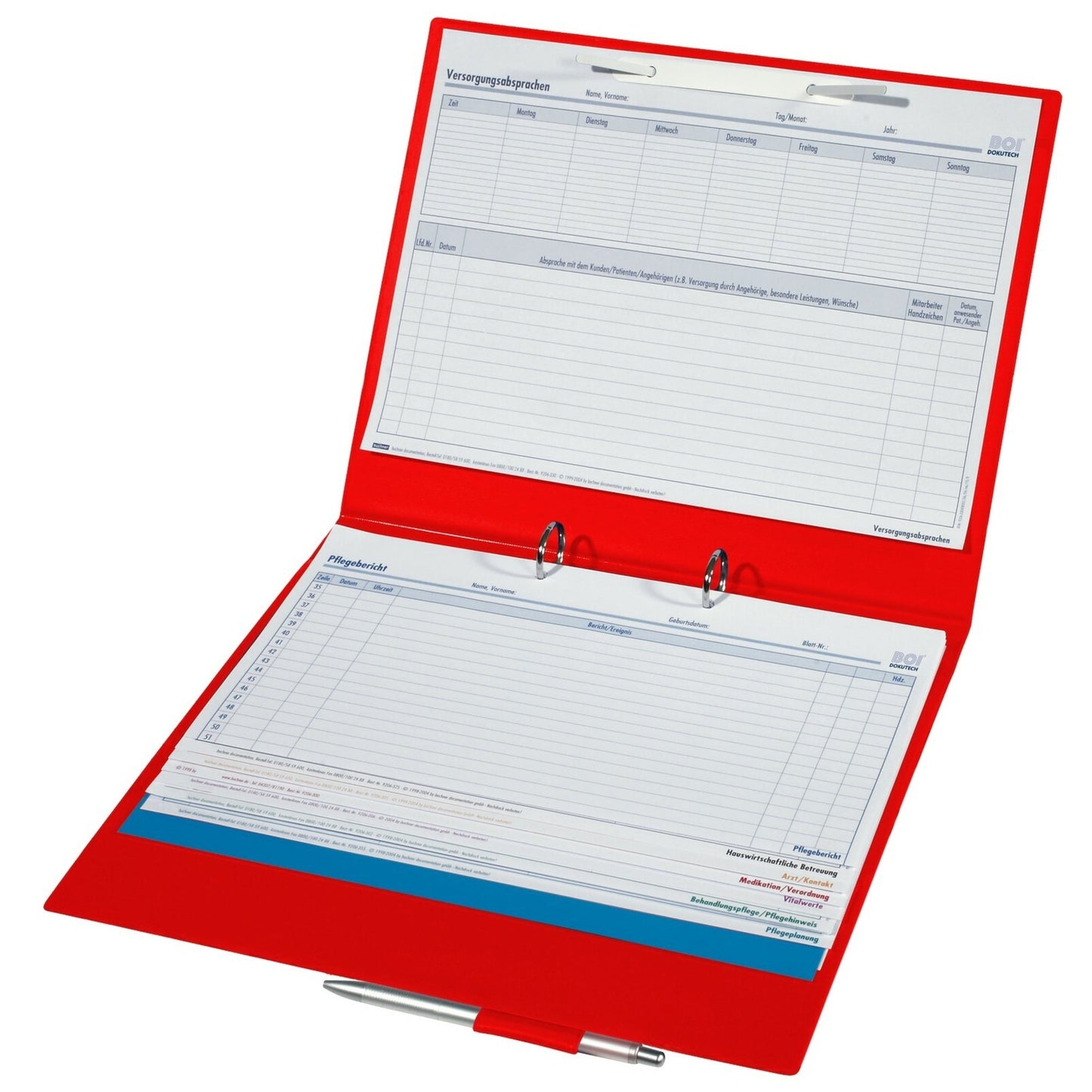 BOI Patienten-Dokumentationsmappe click plus ambulante Dienste DIN A4 19mm Kunststoff rot