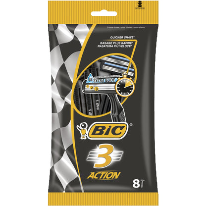 BIC® Rasierer 3 Action Einweg 3fach Kunststoff 8 St./Pack.