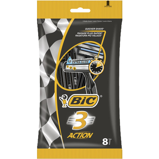 BIC® Rasierer 3 Action Einweg 3fach Kunststoff 8 St./Pack.