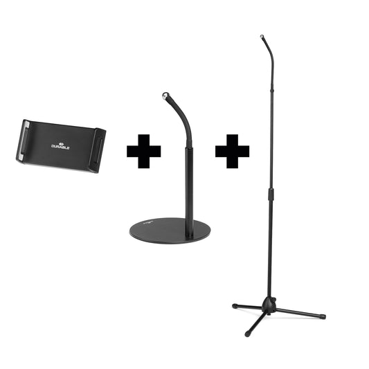 DURABLE Tablethalterung TWIST COMBI 11,5-33 cm (4,7-13") Tischständer: 19 x 37 x 19 cm, Bodenständer: 55 x 107-169 x 55 cm (B x H x T) Metall/Kunststoff schwarz