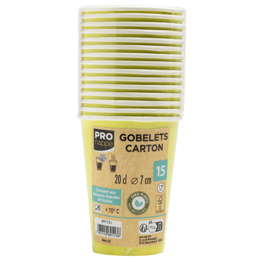PROnappe Trinkbecher Einweg 200ml Pappe kiwigrün 15 St./Pack.