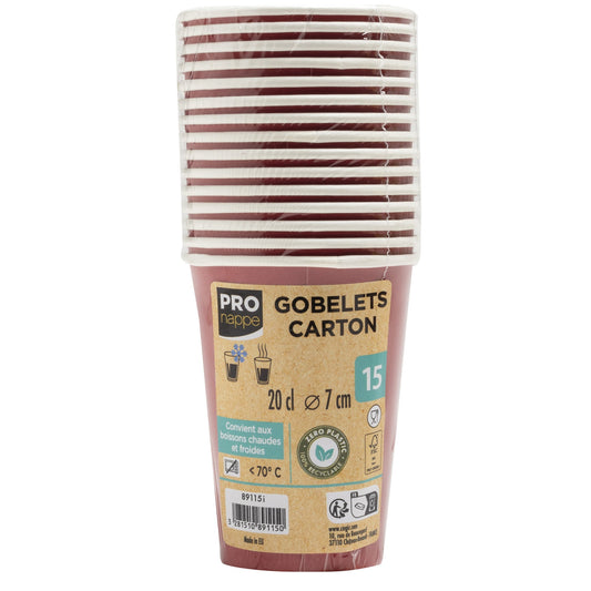 PROnappe Trinkbecher Einweg 200ml Pappe rot 15 St./Pack.