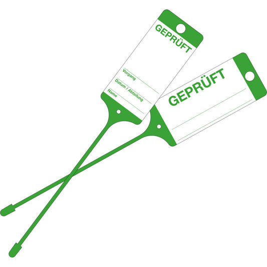 EICHNER Stückwarenanhänger 40 x 58 x 215 mm (B x H x L) Geprüft Polypropylen grün 100 St./Pack.