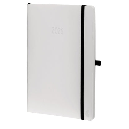 Chronoplan Buchkalender White Edition 2026 DIN A5 1 Woche/2 Seiten Karton, folienlaminiert weiß