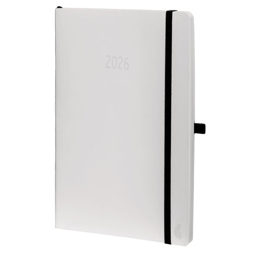 Chronoplan Buchkalender White Edition 2026 DIN A5 1 Woche/2 Seiten Karton, folienlaminiert weiß