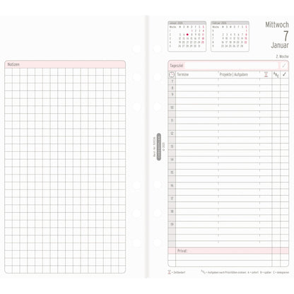 Chronoplan Einlage Kalender 2026 Midi 1 Tag/2 Seiten Brieftaschenplaner, Messeplan, Ferienplan, Übersicht Feiertage, sowie weitere Informationen