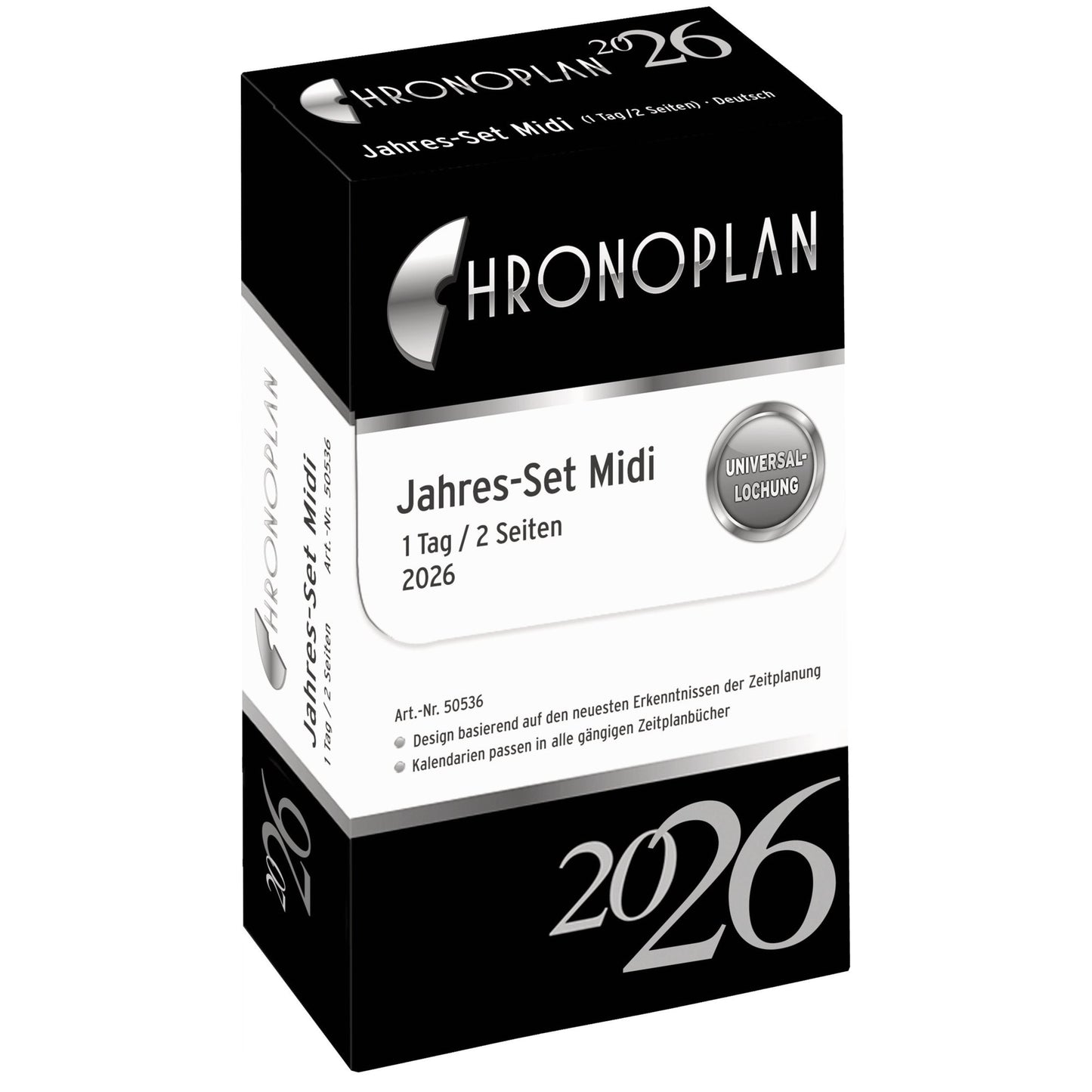 Chronoplan Einlage Kalender 2026 Midi 1 Tag/2 Seiten Brieftaschenplaner, Messeplan, Ferienplan, Übersicht Feiertage, sowie weitere Informationen