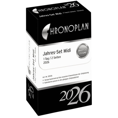 Chronoplan Einlage Kalender 2026 Midi 1 Tag/2 Seiten Brieftaschenplaner, Messeplan, Ferienplan, Übersicht Feiertage, sowie weitere Informationen