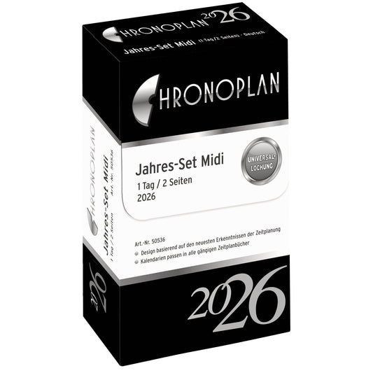 Chronoplan Einlage Kalender 2026 Midi 1 Tag/2 Seiten Brieftaschenplaner, Messeplan, Ferienplan, Übersicht Feiertage, sowie weitere Informationen