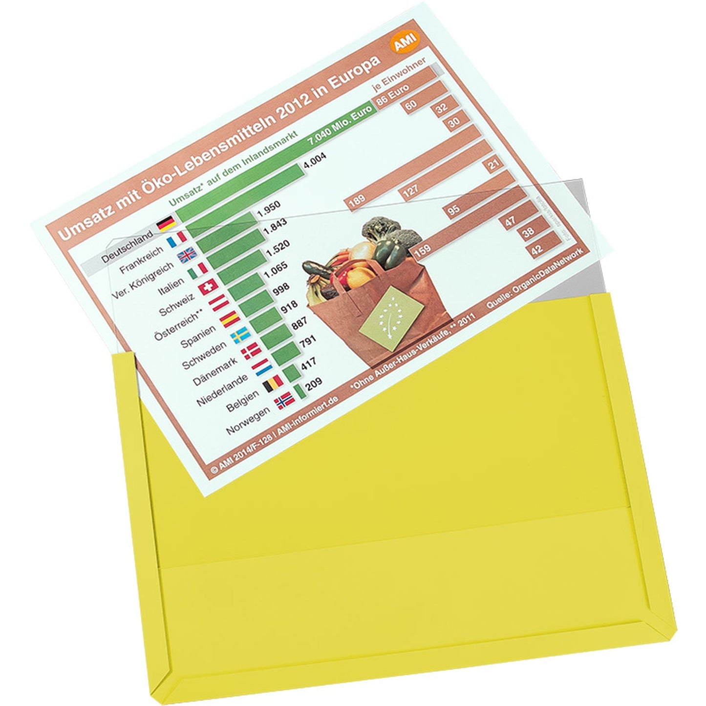 EICHNER Sichttasche DIN A4 quer Hart-PVC gelb 10 St./Pack.
