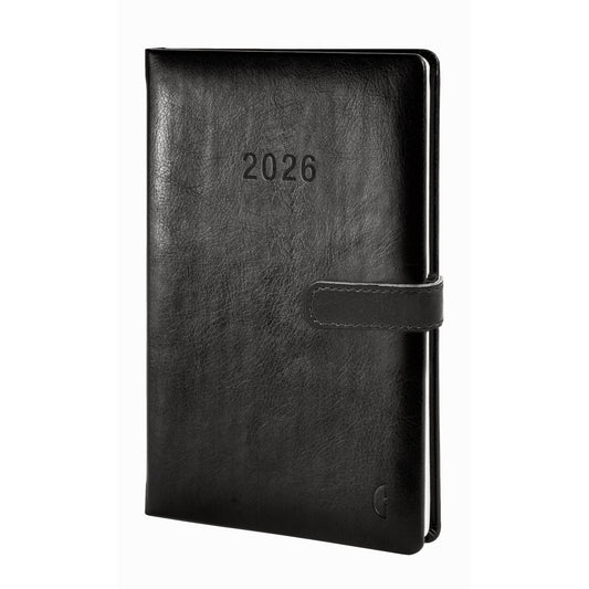 Chronoplan Buchkalender Business Edition 2026 DIN A5 1 Woche/2 Seiten Lederimitat schwarz