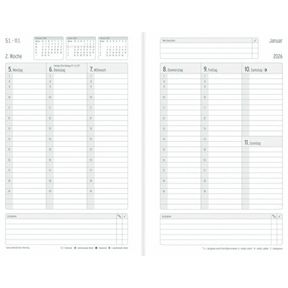 Chronoplan Buchkalender Business Edition 2026 DIN A5 1 Woche/2 Seiten Lederimitat schwarz