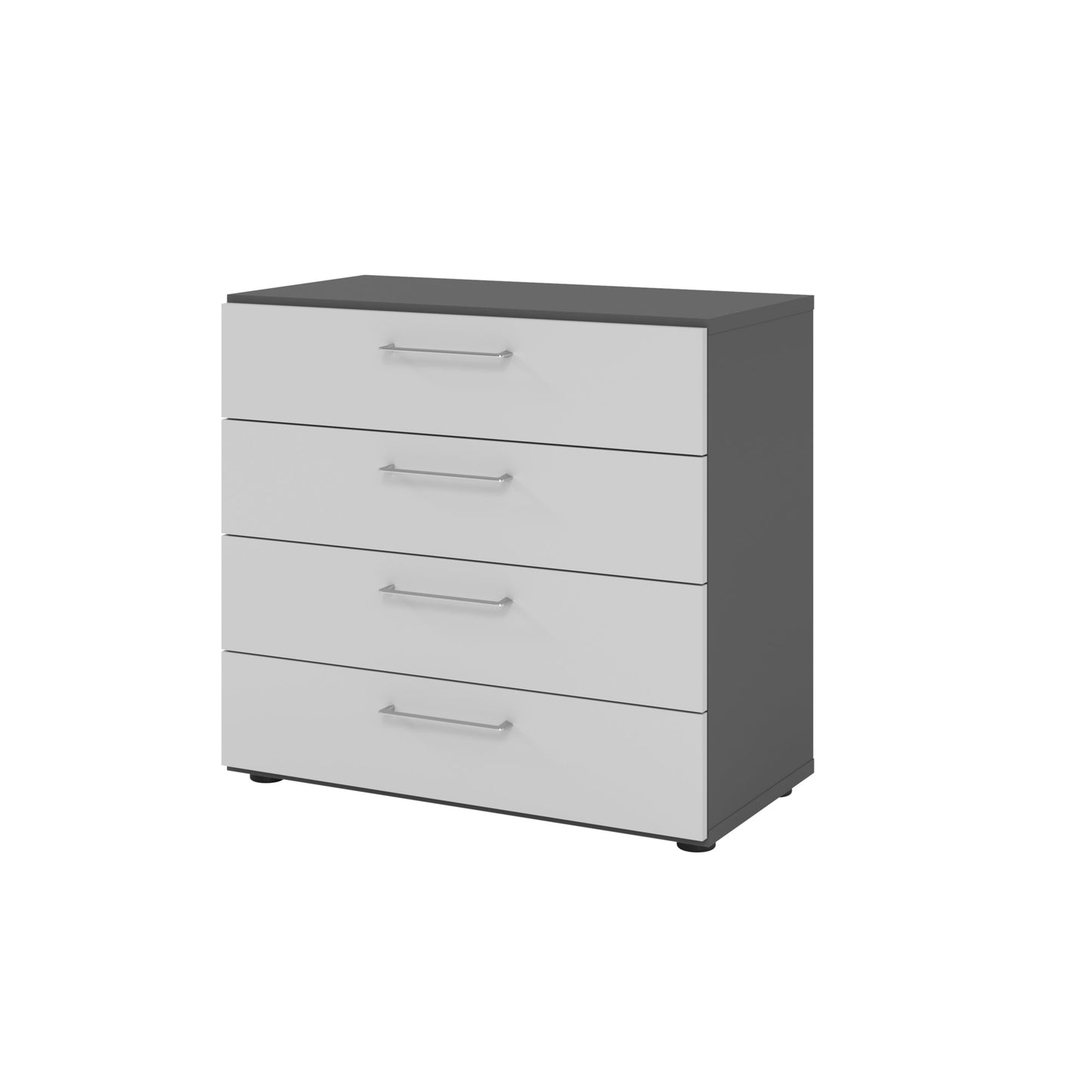 Hammerbacher Schubladenschrank V9 Advanced 800 x 748 x 417 mm (B x H x T) 4 Schubladen Spanplatten, folienummantelt Farbe der Front: grau Farbe des Korpus: graphit
