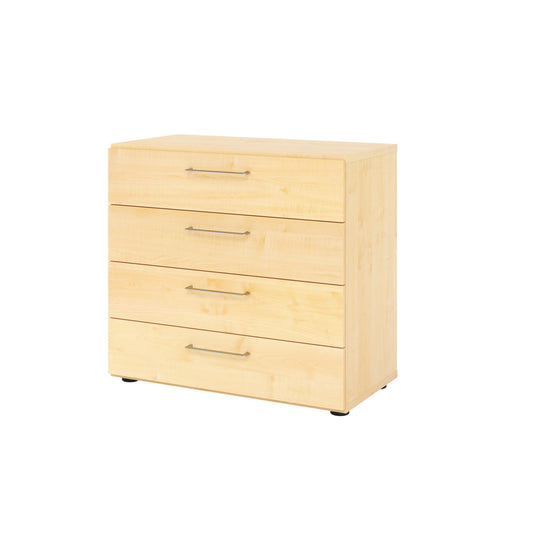 Hammerbacher Schubladenschrank V9 Advanced 800 x 748 x 417 mm (B x H x T) 4 Schubladen Spanplatten, folienummantelt Farbe der Front: ahorn Farbe des Korpus: ahorn