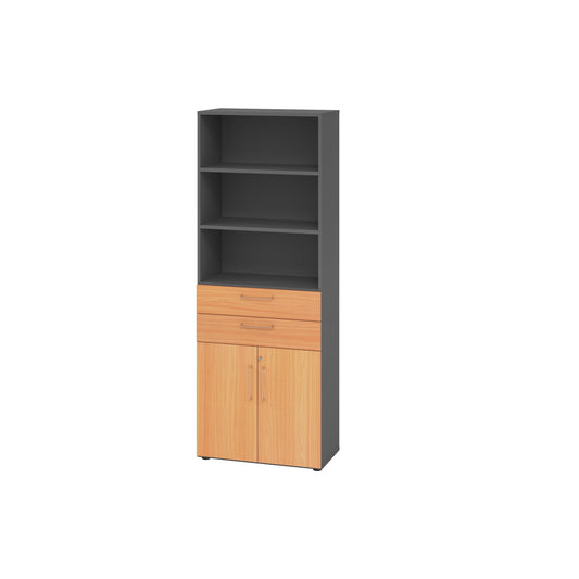 Hammerbacher Regalschrank V9 Advanced 800 x 2.156 x 417 mm (B x H x T) Flügeltür ohne Rollen Spanplatten, folienummantelt