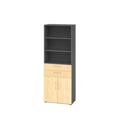 Hammerbacher Regalschrank V9 Advanced 800 x 2.156 x 417 mm (B x H x T) Flügeltür ohne Rollen Spanplatten, folienummantelt