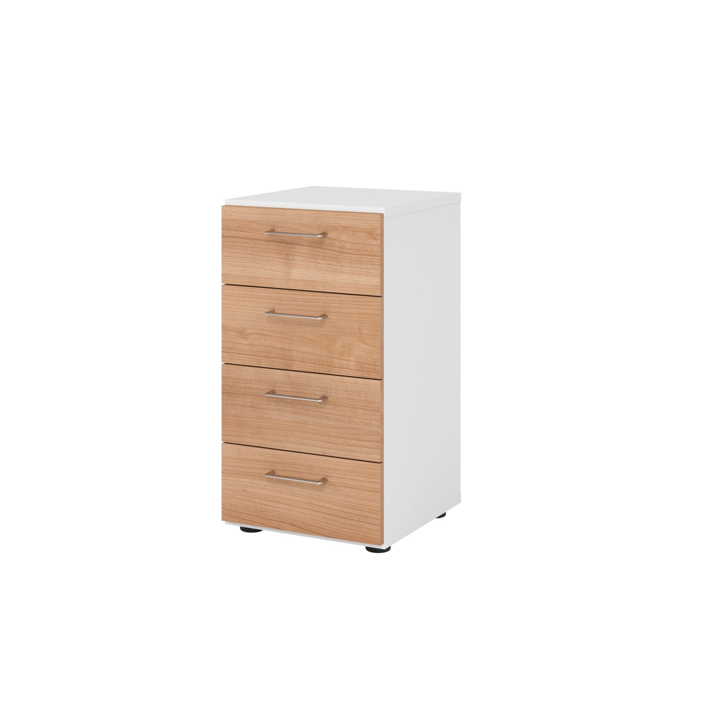 Hammerbacher Schubladenschrank V9 Advanced 400 x 748 x 417 mm (B x H x T) 4 Schubladen Spanplatten, folienummantelt Farbe der Front: weiß Farbe des Korpus: nussbaum