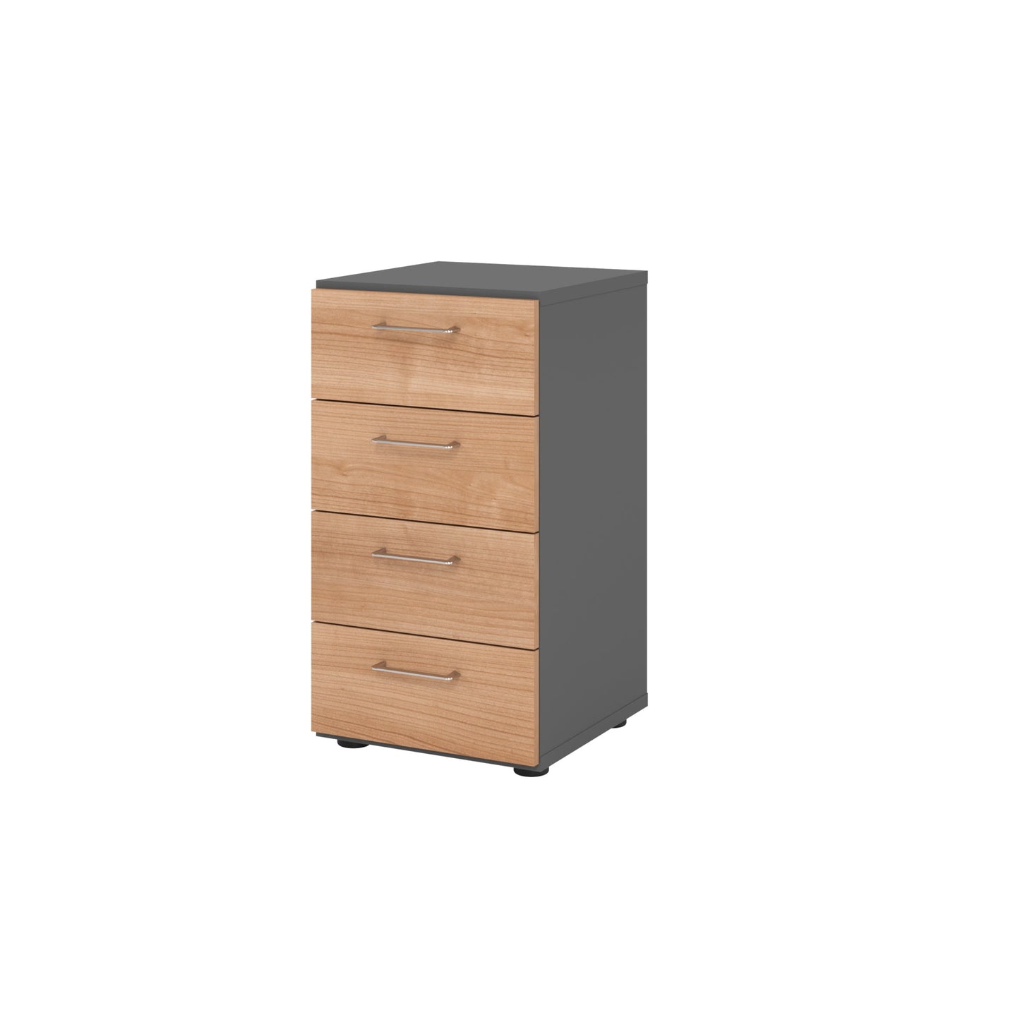 Hammerbacher Schubladenschrank V9 Advanced 400 x 748 x 417 mm (B x H x T) 4 Schubladen Spanplatten, folienummantelt Farbe der Front: graphit Farbe des Korpus: nussbaum