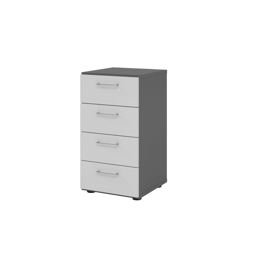 Hammerbacher Schubladenschrank V9 Advanced 400 x 748 x 417 mm (B x H x T) 4 Schubladen Spanplatten, folienummantelt Farbe der Front: graphit Farbe des Korpus: grau