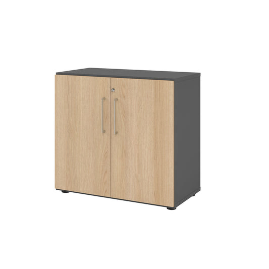 Hammerbacher Flügeltürenschrank V9 Advanced 80 x 748 x 417 mm (B x H x T) Spanplatten, folienummantelt Farbe der Front: eiche Farbe des Korpus: graphit