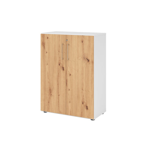 Hammerbacher Flügeltürenschrank V9 Advanced 800 x 1.100 x 417 mm (B x H xT) Spanplatten, folienummantelt Farbe der Front: asteiche Farbe des Korpus: weiß