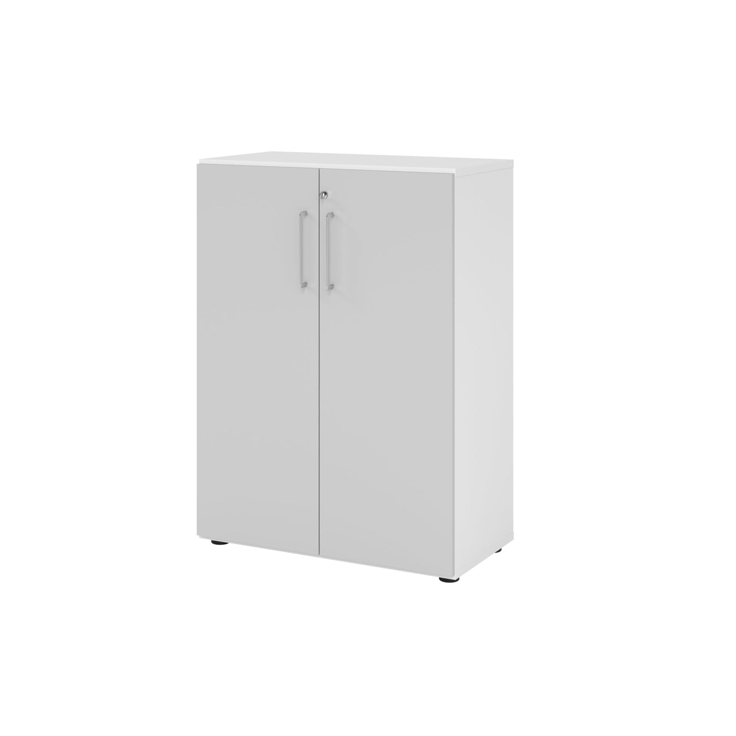 Hammerbacher Flügeltürenschrank V9 Advanced 800 x 1.100 x 417 mm (B x H xT) Spanplatten, folienummantelt Farbe der Front: grau Farbe des Korpus: weiß