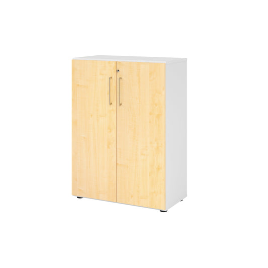 Hammerbacher Flügeltürenschrank V9 Advanced 800 x 1.100 x 417 mm (B x H xT) Spanplatten, folienummantelt Farbe der Front: ahorn Farbe des Korpus: weiß