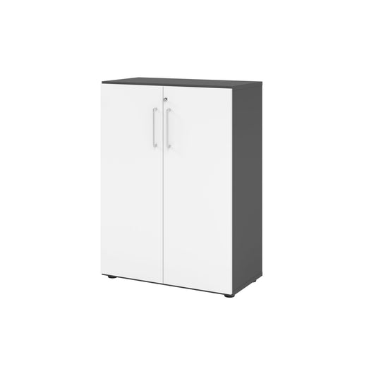 Hammerbacher Flügeltürenschrank V9 Advanced 800 x 1.100 x 417 mm (B x H xT) Spanplatten, folienummantelt Farbe der Front: weiß Farbe des Korpus: graphit