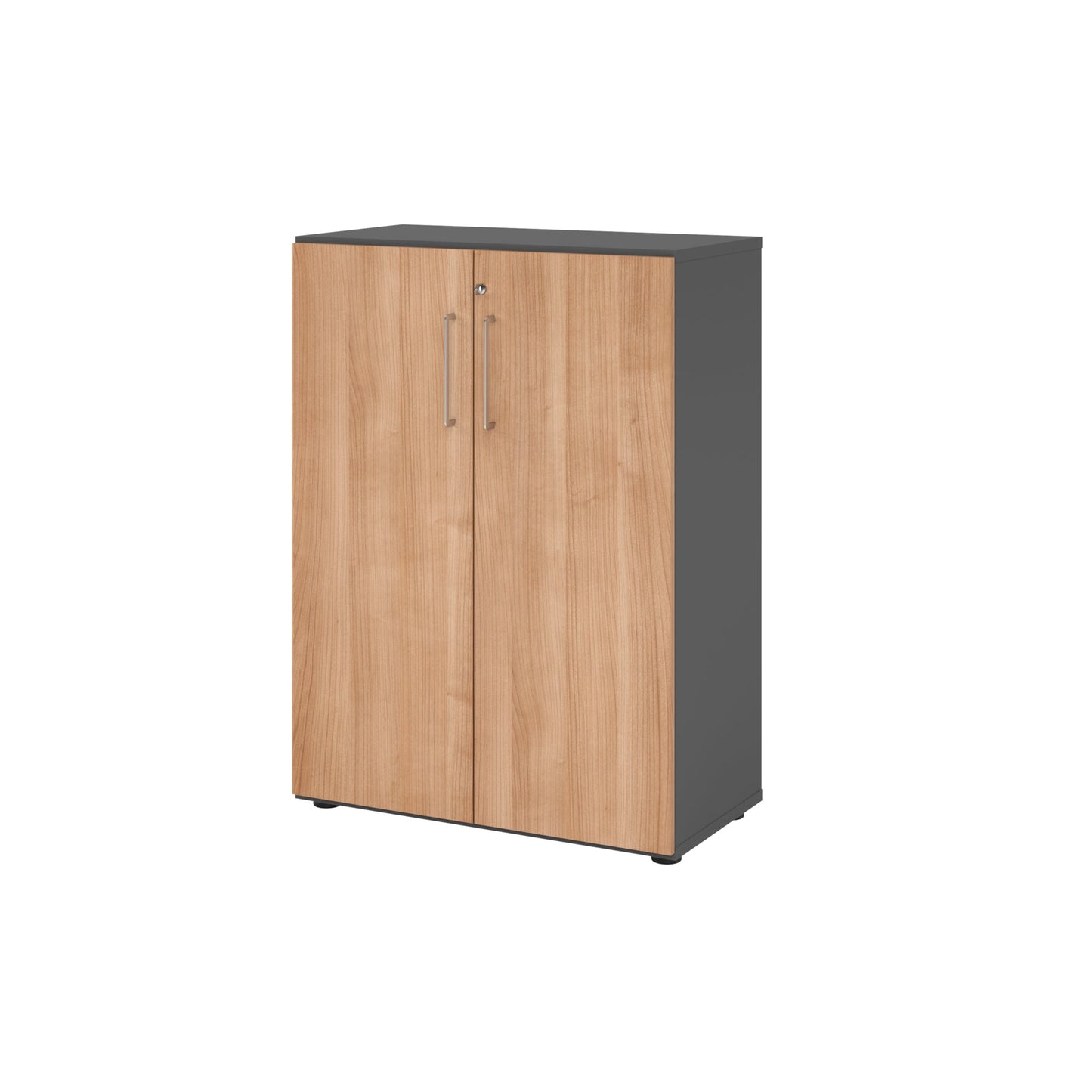 Hammerbacher Flügeltürenschrank V9 Advanced 800 x 1.100 x 417 mm (B x H xT) Spanplatten, folienummantelt Farbe der Front: nussbaum Farbe des Korpus: graphit