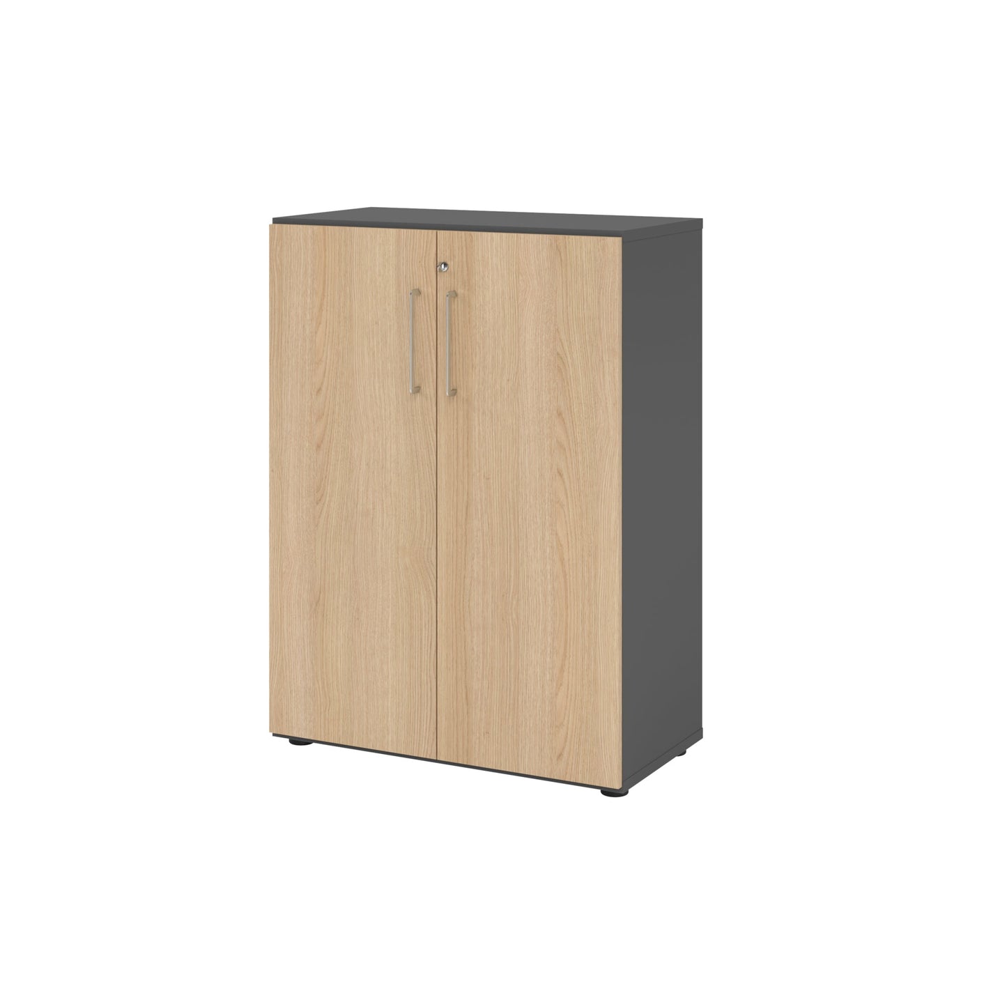 Hammerbacher Flügeltürenschrank V9 Advanced 800 x 1.100 x 417 mm (B x H xT) Spanplatten, folienummantelt Farbe der Front: eiche Farbe des Korpus: graphit