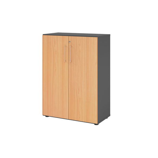 Hammerbacher Flügeltürenschrank V9 Advanced 800 x 1.100 x 417 mm (B x H xT) Spanplatten, folienummantelt Farbe der Front: buche Farbe des Korpus: graphit