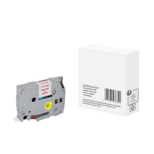 Schriftbandkassette Brother TZe-232 12 mm x 8 m (B x L) weiß rot