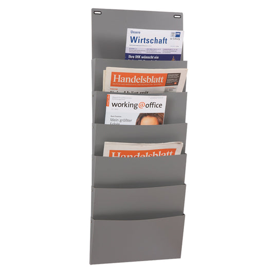 EICHNER Prospekthalter 21 x 90,5 x 5 cm (B x H x T) DIN A5 Polypropylen grau 6 Fächer