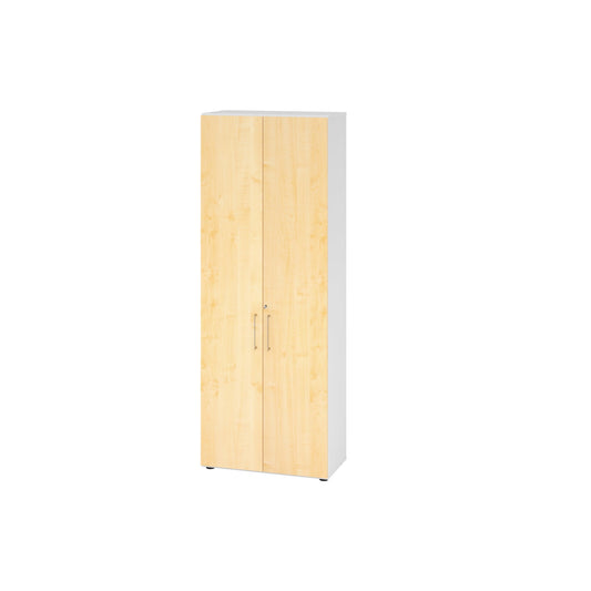 Hammerbacher Flügeltürenschrank V9 Advanced 800 x 2.156 x 417 mm (B x H x T) Spanplatten, folienummantelt Farbe der Front: ahorn Farbe des Korpus: weiß