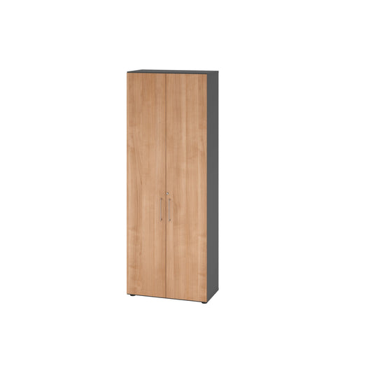 Hammerbacher Flügeltürenschrank V9 Advanced 800 x 2.156 x 417 mm (B x H x T) Spanplatten, folienummantelt Farbe der Front: nussbaum Farbe des Korpus: graphit