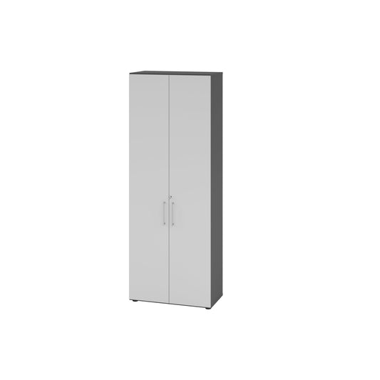 Hammerbacher Flügeltürenschrank V9 Advanced 800 x 2.156 x 417 mm (B x H x T) Spanplatten, folienummantelt Farbe der Front: grau Farbe des Korpus: graphit