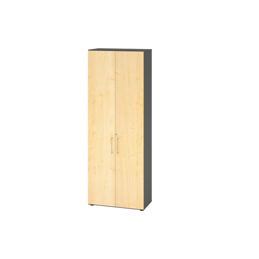Hammerbacher Flügeltürenschrank V9 Advanced 800 x 2.156 x 417 mm (B x H x T) Spanplatten, folienummantelt Farbe der Front: ahorn Farbe des Korpus: graphit