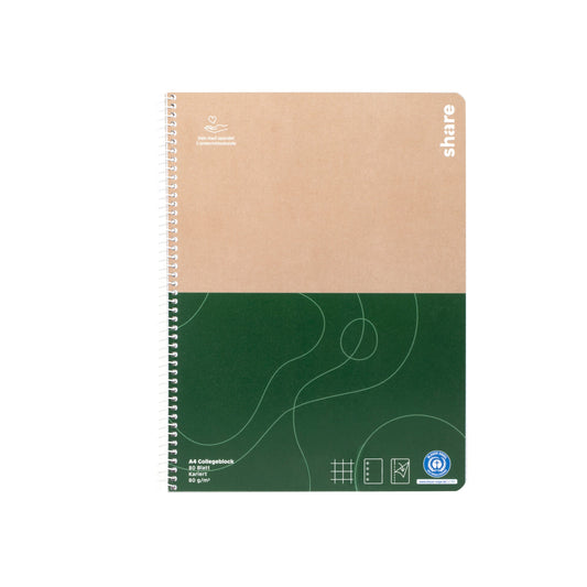 share Collegeblock DIN A4 kariert 80g/m² natur/grün 80 Bl.