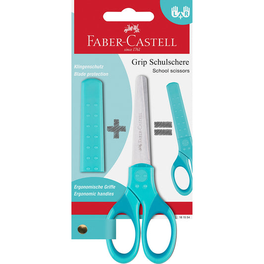 Faber-Castell Schulschere GRIP gerade 135mm inkl. Klingenschutz Edelstahl türkis