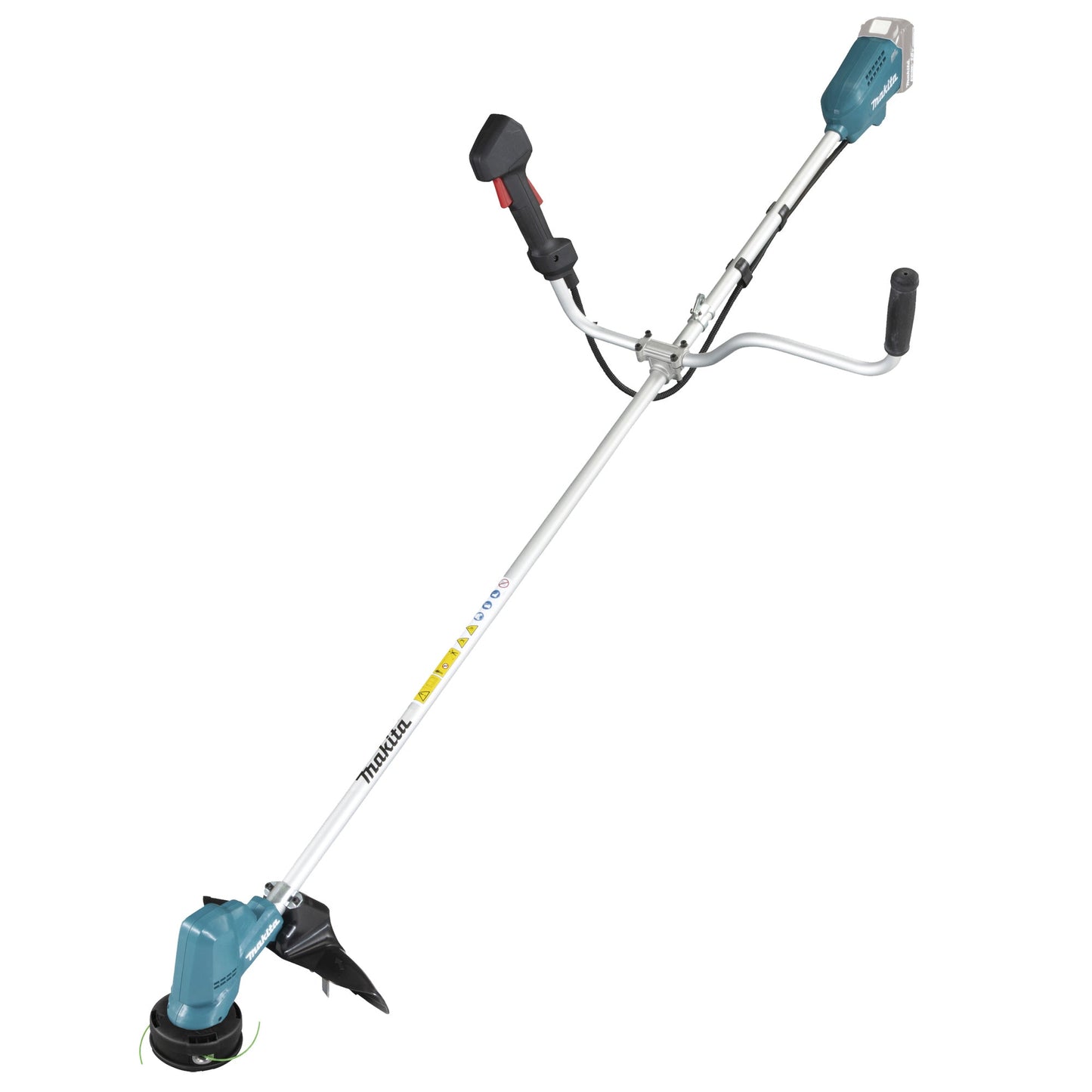 Makita® Rasentrimmer DUR190U 23/25,5/30cm Stufe 1: 3.500, Stufe 2: 5.100, Stufe 3: 6.000 U/Min. Akku inkl. 2-Fadenkopf Tap&Go (2 mm), Sechskantschlüssel, Zubehörbeutel Zubehör erforderlicherforderliches Zubehör: Makita Akku BL 1850B, Akku-Ladegerät DC18RC