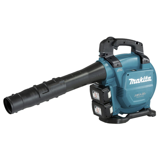 Makita® Laubsauger DUB363 804m³/h 234km/h 7.850 U/Min. Akku inkl. Runddüse 72, 2 x Saugrohr (A/B), Blasrohr 90-72, Absaug-Set, Sechskantstiftschlüssel (4 mm), 2 x Akku BL 1850B, Doppelakkuladegerät DC18RD