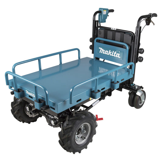 Makita® Schubkarre DCU601Z 73 x 82-103 x 140 cm (B x H xT) ebene Fläche (0-3°): 300 kg, Steigung bis 12°: 180kg Akku Zubehör erforderlich erforderliches Zubehör: 2 x Makita Akku BL1850B, Akkuladegerät DC18RC