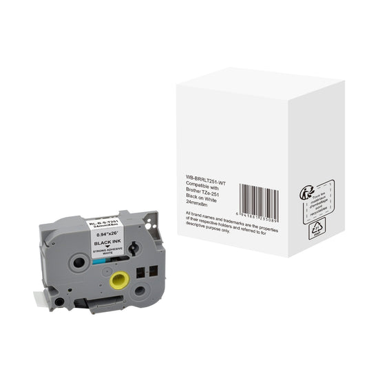 Schriftbandkassette Brother TZe-251 24 mm x 8 m (B x L) weiß schwarz