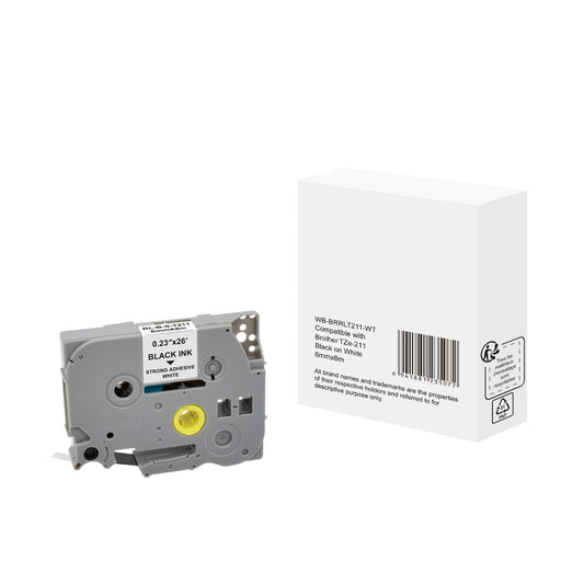 Schriftbandkassette Brother TZe-211 6 mm x 8 m (B x L) weiß schwarz