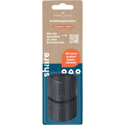 share Dreifachspitzdose made by Faber-Castell 8 und 10mm dreieckig Kunststoff Kunststoff schwarz